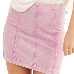 Free People Modern Femme Acid Wash Skirt-Pink Sz 8